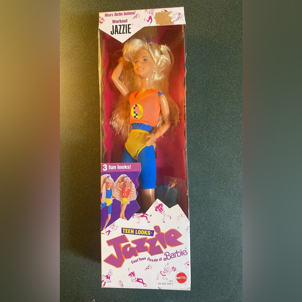 Mattel Teen Looks Jazzie Cousin of Barbie, Orange and Blue Outfit, 1988, #3633